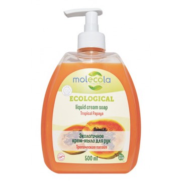 Molecоla. Жидкое мыло для рук Тропическая папайя, экологичное, 500 мл.