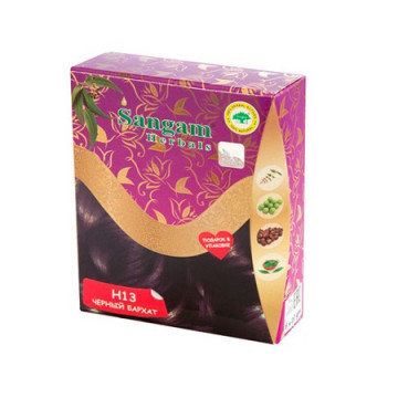 Sangam Herbals. Краска для волос Черный бархат H13, 60 г