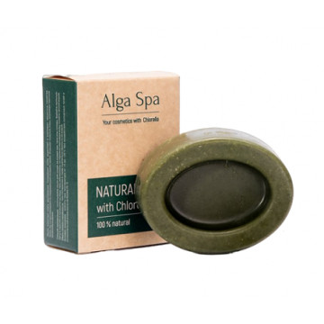 Alga Spa. Мыло ручной работы твердое натуральное из живой суспензии Chlorella, 80 г