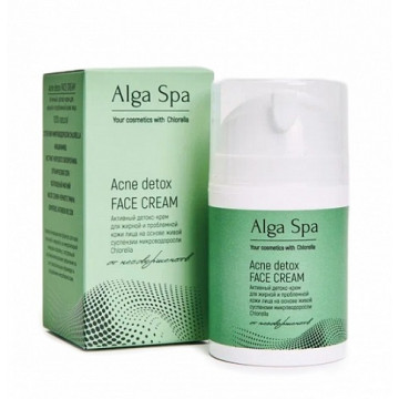 Alga Spa. Активный детокс-крем для жирной и проблемной кожи лица на основе живой хлореллы, 50 мл